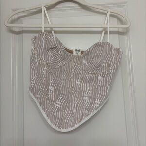 White Fox Boutique White and Tan Corset Top